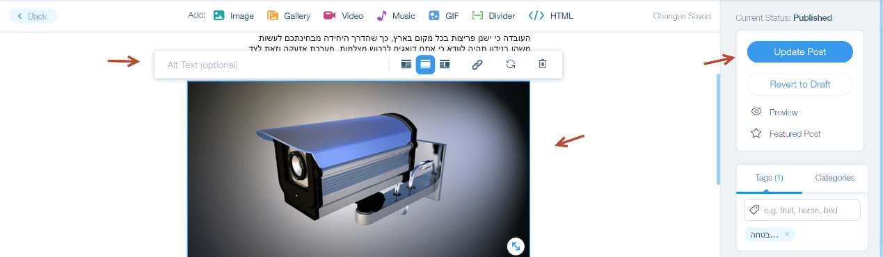 תגית באתרי וויקס