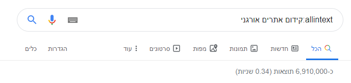 allintext:קידום אתרים אורגני