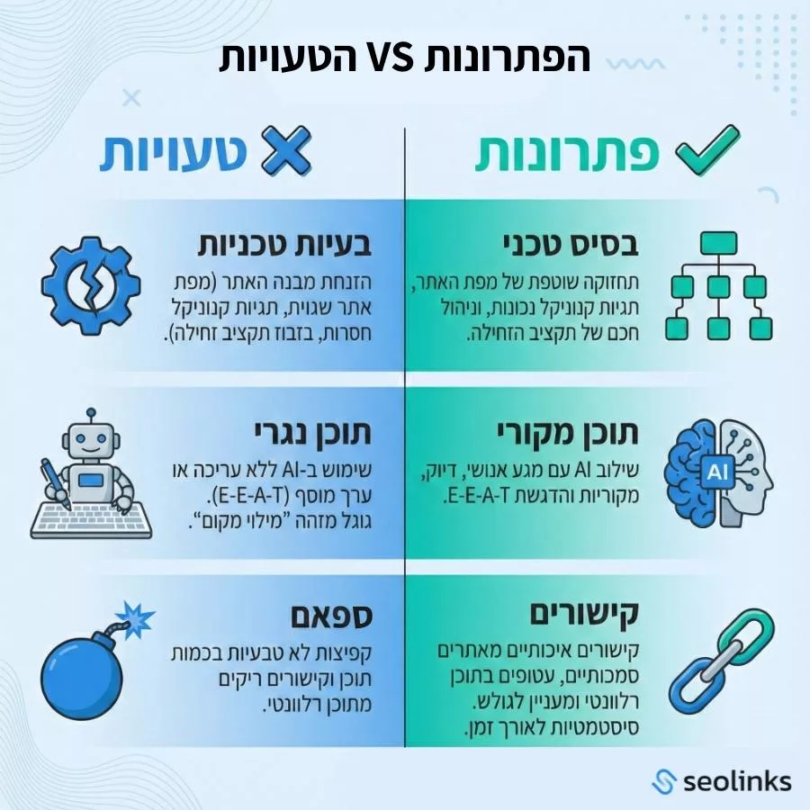 הפתרונות והטעויות